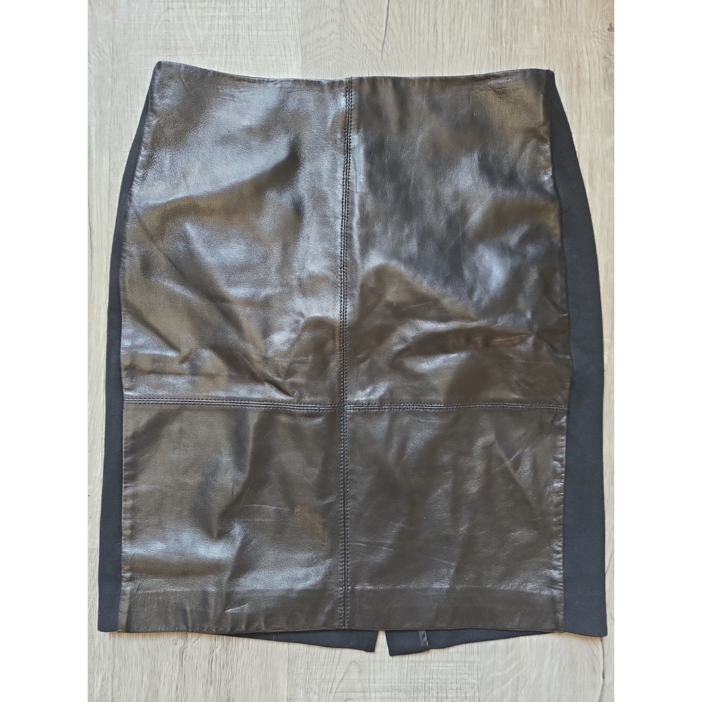 Talbots Black Lambskin Leather Size 6 Petites Skirt Women's